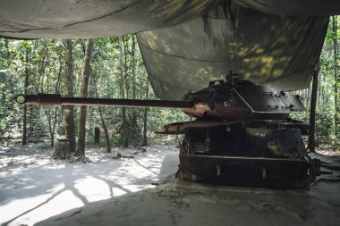 Amerikan Tankı 1970 yılında Cu Chi, Vietnam Viet Congs tarafından tahrip