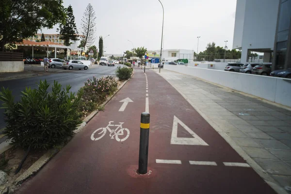 A bike lane for cyclist. Bicycle lane in city