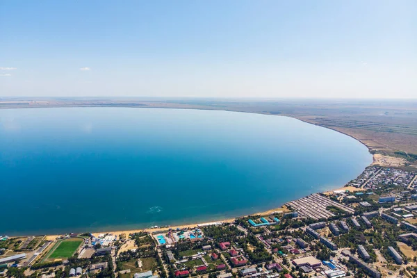 Uitzicht Vanaf Top Van Het Resort Bij Het Zoutmeer Luchtfoto — Stockfoto
