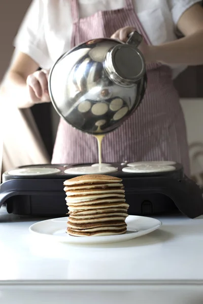 Steps Making Cooking Pancake Cooking Process Kitchen — Stock Photo, Image