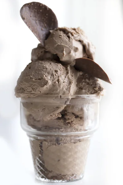 Helado Chocolate Casero Tazón Cristal Helado Hocolato Homemadec Con Chispas — Foto de Stock