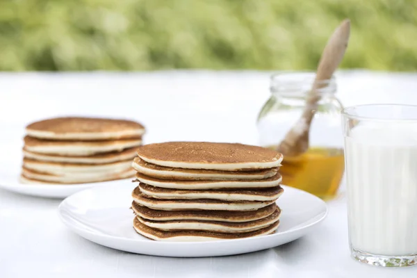 Glutenfrei Pfannkuchen Mit Reismilch Und Reismehl Hausgemachte Pfannkuchen — Stockfoto