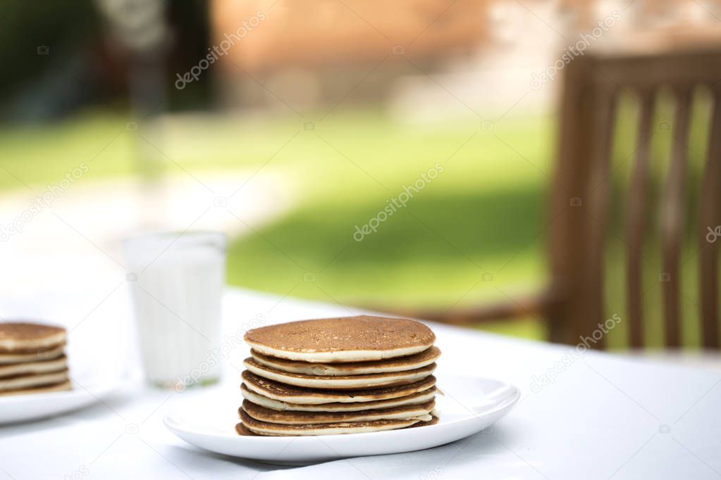 Gluten-free: Pancake with rice milk and rice flour. homemade pancakes