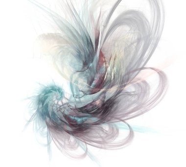 Soyut bir bilgisayar beyaz arka plan üzerinde modern fraktal tasarım üretti. Soyut fraktal renk dokusu. Dijital sanat. Soyut Form & Renkler. Tasarımınız için soyut fraktal eleman deseni. Spiral