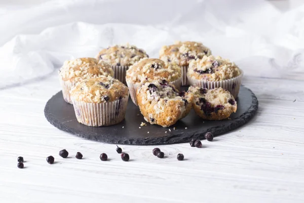 Blueberry Muffins Fresh Berries Homemade Blackberry Muffins — Stock Photo, Image