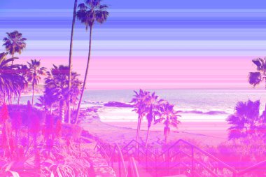  Palmiye ağacı kron dijital Illustration. Egzotik manzara PICT