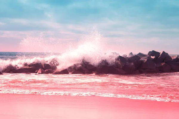 Stormy ocean waves beautiful seascape big powerful tide in actio