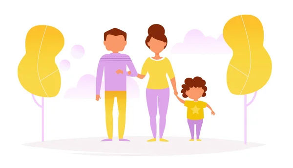 Caminatas familiares en el parque — Vector de stock