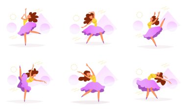 Dansçı vektör ayarlayın. Çizgi film.
