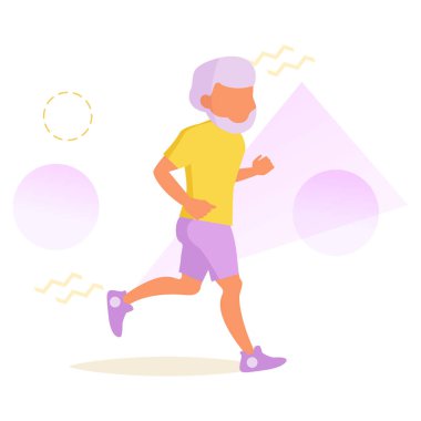 Eski kişi vektör çalıştırmak. Çizgi film. Ben