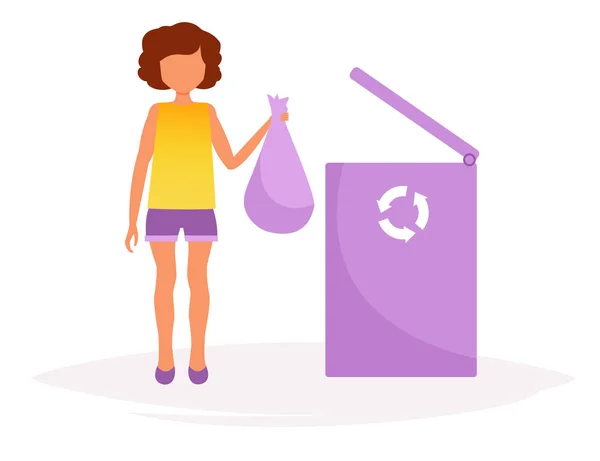 Dívka hází odpadky do popelnice — Stockový vektor