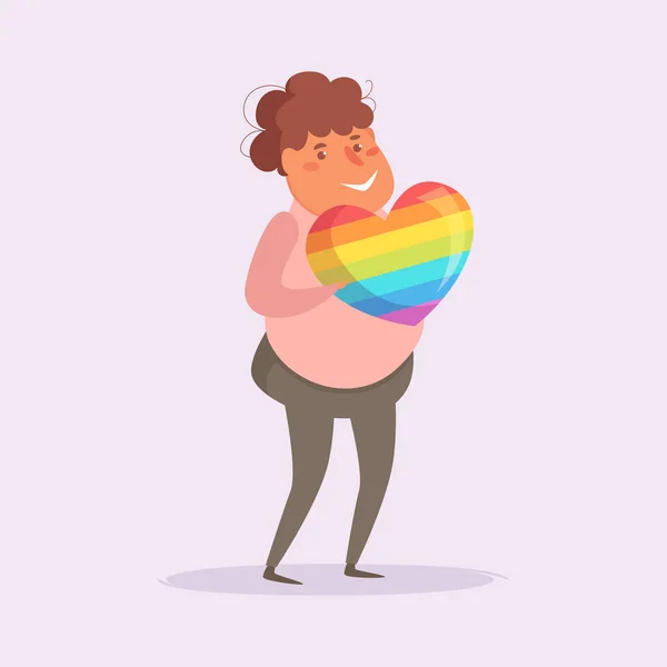 Lesbian with a rainbow heart — Stock Vector