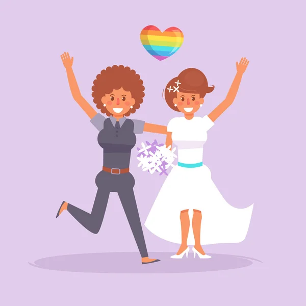 Casamento lésbico LGBTQ — Vetor de Stock