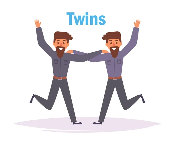 Twins Man Vector. Cartoon. — Stockvector