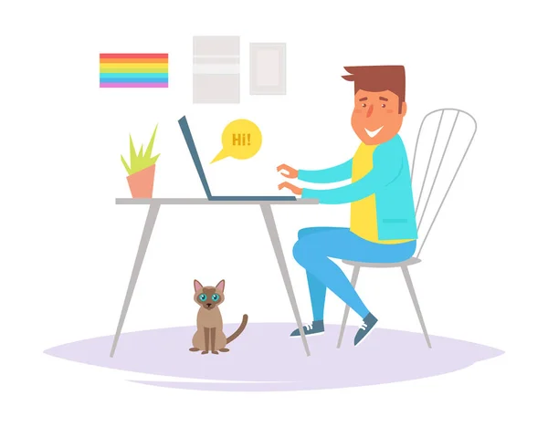 Gay man in the home office — Stock Vector
