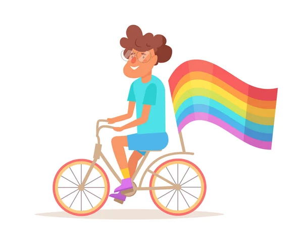 Gay hombre en un bicicleta — Vector de stock