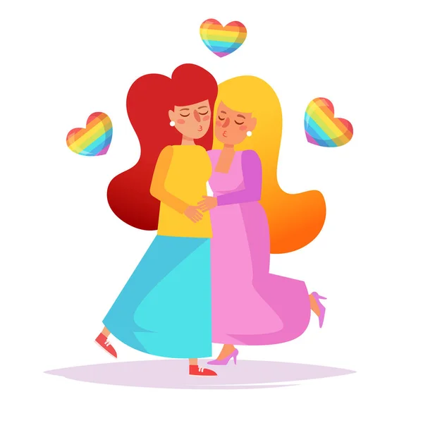 Lesbian couple Vector. Cartoon. — Stock Vector