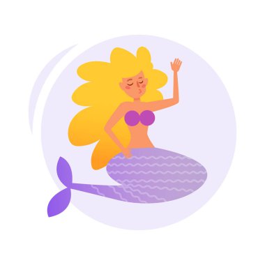 Deniz kızı vektör. Çizgi film. İzole sanat. Düz karakter