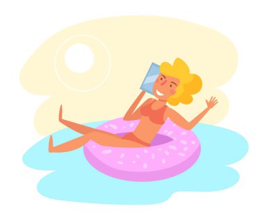 Tatil sırasında freelancing vektör işe. Çizgi film. Beyaz arka plan üzerinde izole sanat.