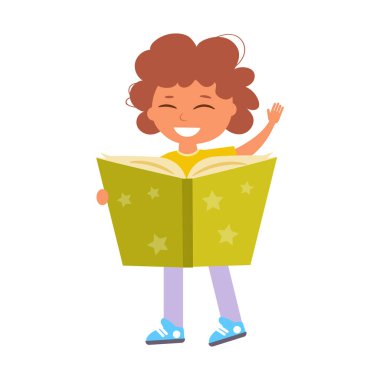 Geri okul çocuk okuma için vektör yaptırın. Çizgi film.