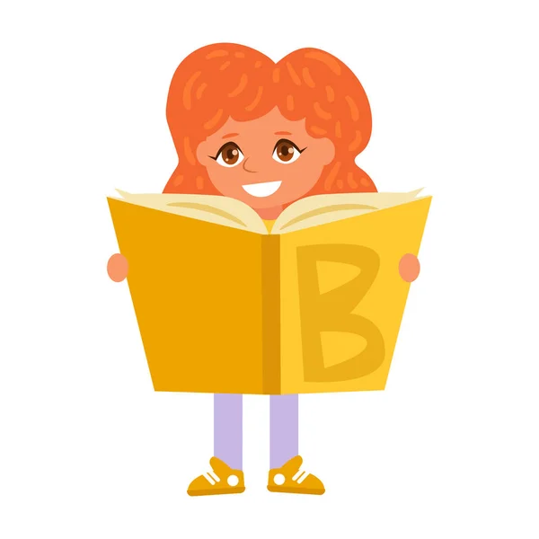 Back to school Child reading book Vector. Cartoon.