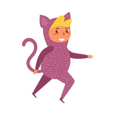 Çocuk Halloween kılık vektör kedi. Çizgi film. İzole sanat