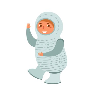 Kozmonot çocuk Halloween kılık vektör. Çizgi film. İzole sanat