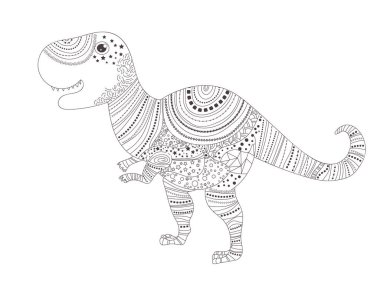 Dinozor. Boyama sayfası. Vektör. Çizgi film. İzole sanat
