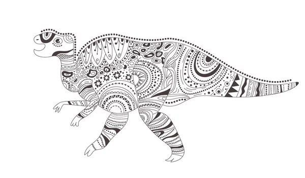 Dinosaurio. Página para colorear. Vector. Dibujos animados. Arte aislado — Archivo Imágenes Vectoriales