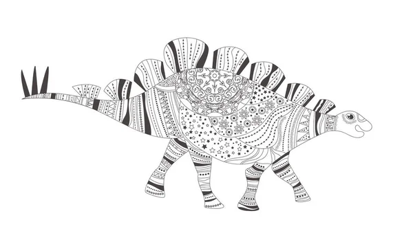 Un dinosaure. Coloriage. Vecteur. Caricature. Art isolé sur blanc — Image vectorielle