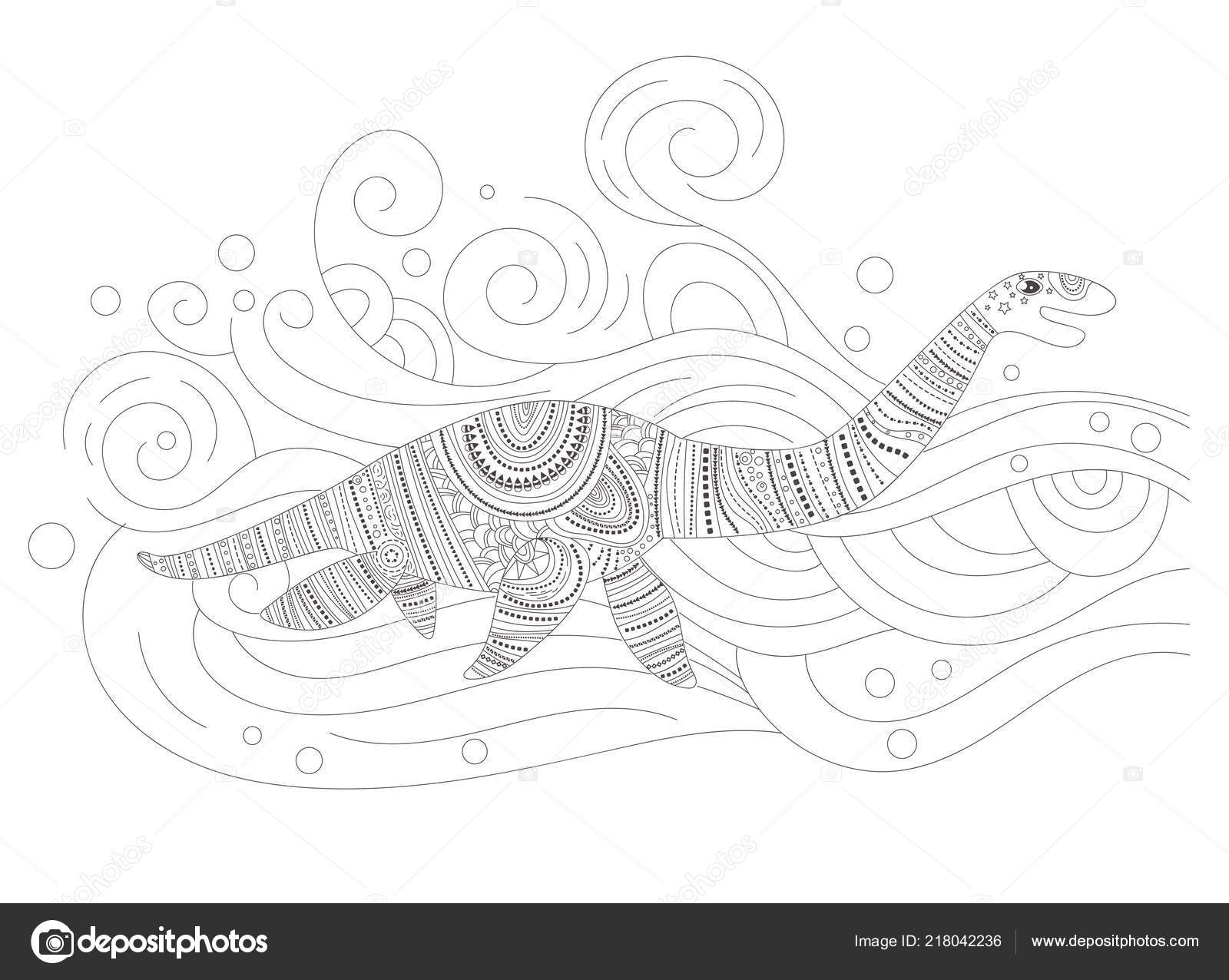 Aquatische Dinosaurus Kleurplaat Vector Cartoon Geïsoleerde Kunst