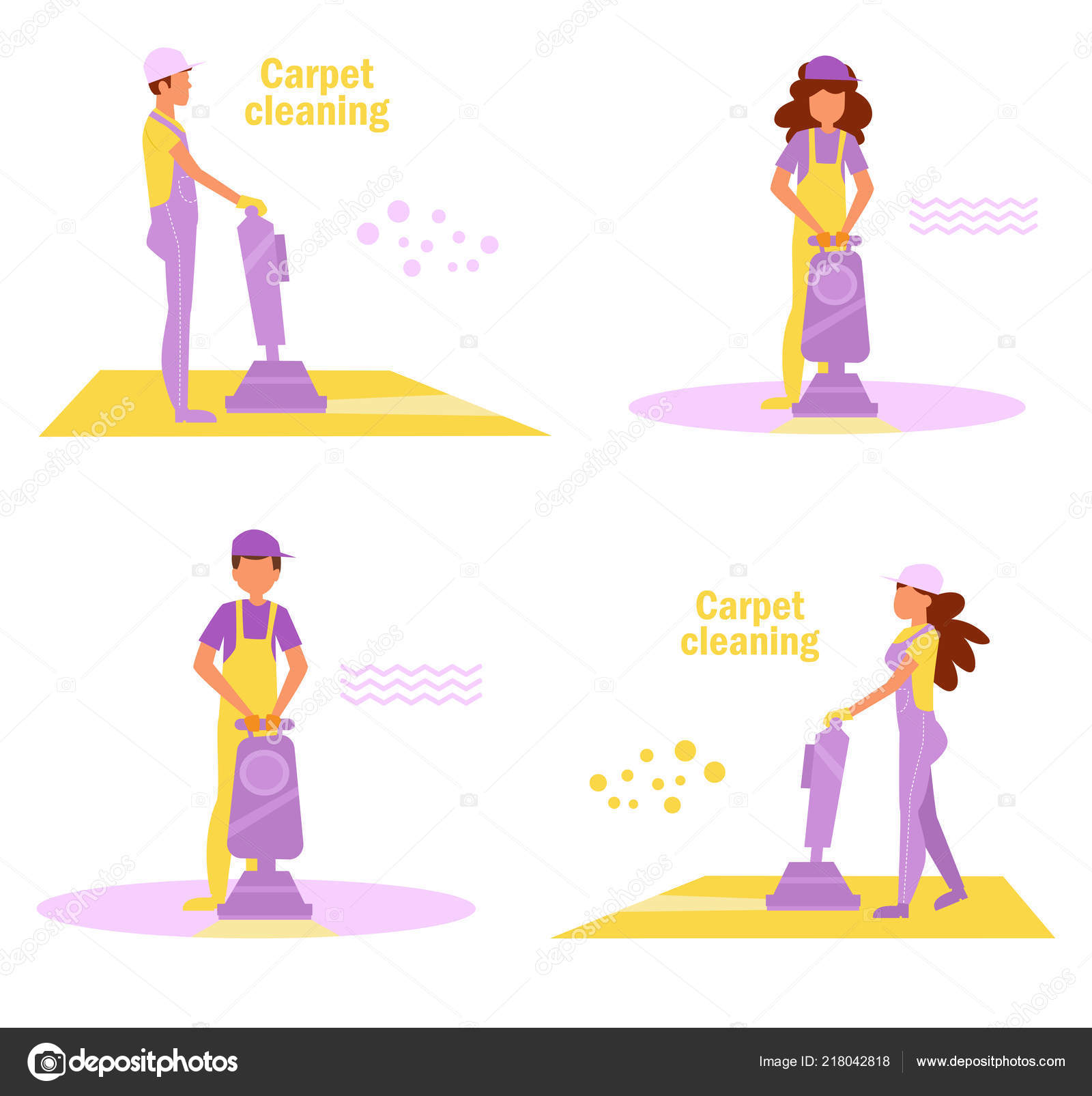 Carpet cleaning Vector. Cartoon. Isolated art Work Person — Stock