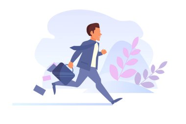 Vektör çalıştıran iş adamı. Çizgi film. Beyaz arka plan üzerinde izole sanat. Düz