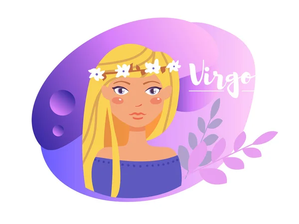 Sign of the zodiac. Horoscope. Astrology. Vector isolated illustration. Cartoon characters. Virgo — Stock Vector