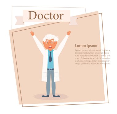 Doktor vektör. Çizgi film. Beyaz arka plan üzerinde izole sanat. Düz