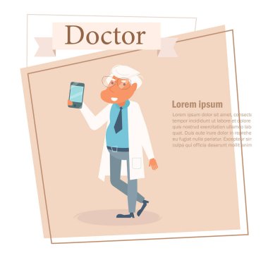 Doktor vektör. Çizgi film. Beyaz arka plan üzerinde izole sanat. Düz