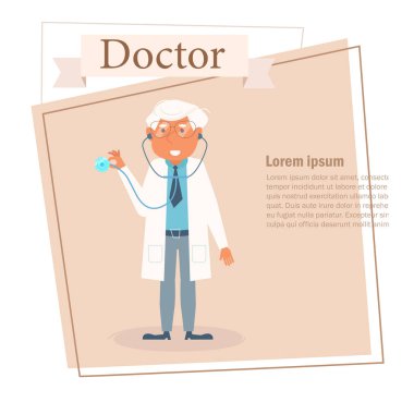 Doktor vektör. Çizgi film. Beyaz arka plan üzerinde izole sanat. Düz