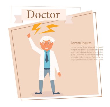 Doktor vektör. Çizgi film. Beyaz arka plan üzerinde izole sanat. Düz