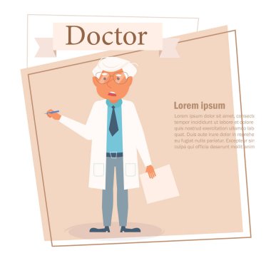 Doktor vektör. Çizgi film. Beyaz arka plan üzerinde izole sanat. Düz