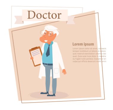 Doktor vektör. Çizgi film. Beyaz arka plan üzerinde izole sanat. Düz