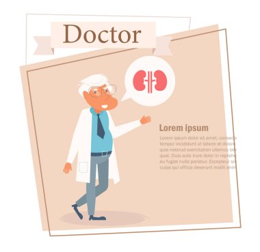 Doktor vektör. Çizgi film. Beyaz arka plan üzerinde izole sanat. Düz