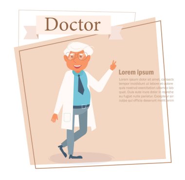 Doktor vektör. Çizgi film. Beyaz arka plan üzerinde izole sanat