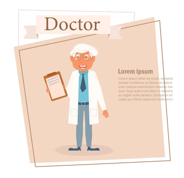 Dokter Vector. Kartun. Seni terisolasi dengan latar belakang putih. Datar - Stok Vektor