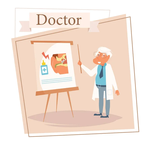 Doctor Vector. Cartoon. Isolated art on white background. Flat otolaryngologist — Stock Vector
