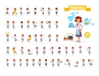 Garson vektör. Çizgi film. Beyaz arka plan üzerinde izole sanat. Düz