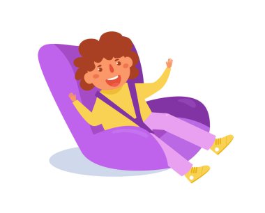 Çocuk Oto Koltuğu vektör çocuk. Çizgi film. Beyaz arka plan üzerinde izole sanat.