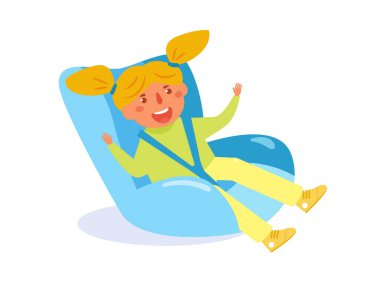 Çocuk Oto Koltuğu vektör çocuk. Çizgi film. Beyaz arka plan üzerinde izole sanat.