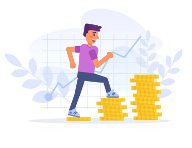 Kar büyüme grafiği vektör. Çizgi film. Beyaz arka plan üzerinde izole sanat. Düz