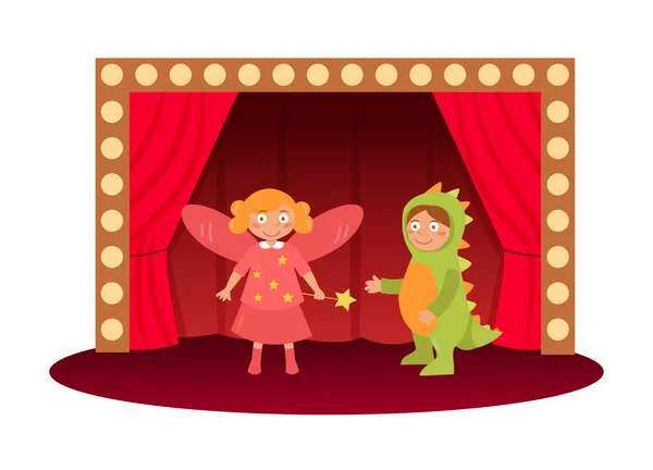 Childrens theatrical performance Vector. Cartoon. Isolated art on white background. — Stock Vector