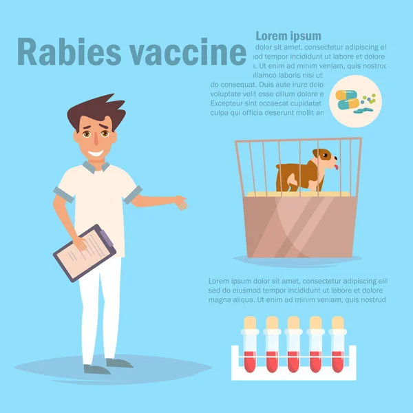 Rabies vaccine Vector. Cartoon. Isolated art on white background. — Stock Vector